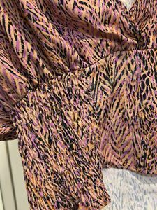 zara Chic Printed V-Neck Long Sleeve Top