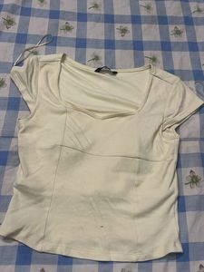 Cream Square Neck Cap Sleeve Top