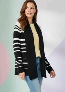 Striped Cardigan with Scarf