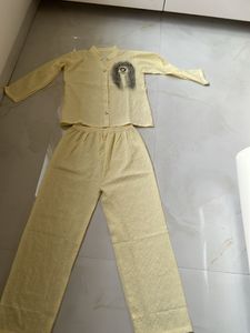 Light Yellow Kurta Set with Printed Detail