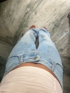 Savana Light Wash Wide Leg Cargo Jeans