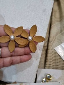 Flower Earrings with Pearl Accent