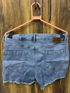 Light Wash Frayed Denim Shorts