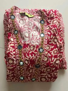Beautiful Red Floral Print Kurta set