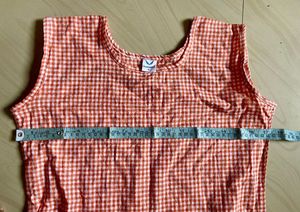 Orange Gingham Ruffle Dress