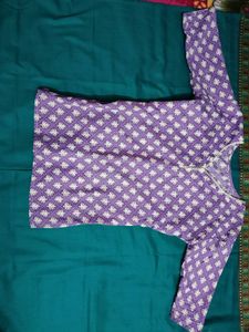 New Levender Colour Short Cotton Kurti
