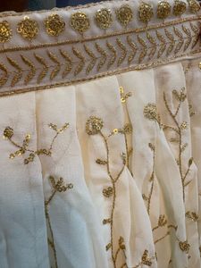 Elegant White &amp; Gold Embroidered Skirt