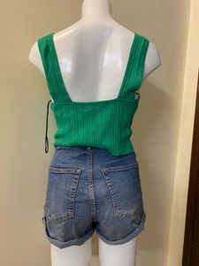 Green Ribbed Square Neck Tank Top 🍋