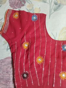 Red Colour Blouse Full Embroidery