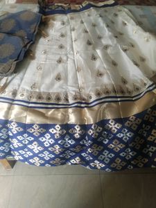 Elegant White & Blue Lehenga