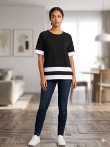 Stylish Black & White Striped Tunic Top
