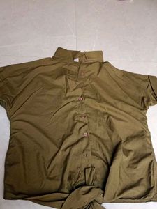 Olive Green Tie-Front Blouse