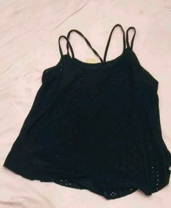 Stylish Black Lace Trim Tank Top
