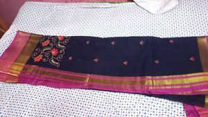 Navy Blue Saree with Pink Blouse