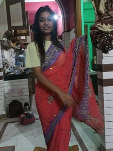 pink and purple shade Saree