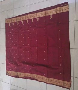 Maroon kanchi pattu Saree with Meenakari/self jari
