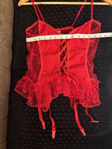 Red Lace Corset with Garters