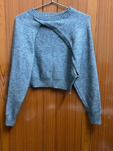 Chic Grey Cropped Knit Bolero