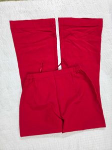 Red flared high-rise trouser waist 30