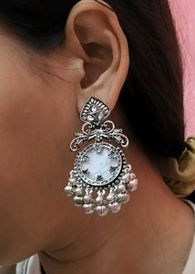 Boho Silver Jhumka Earrings