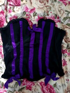 Black & Purple Striped Corset Top/ bustier