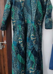 Teal Printed Kurti Set (with Dupatta)