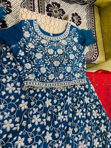 blue crop top fully embroidered