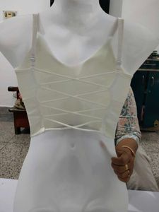 Premium White Seamless Ribbed Knit Camisole Top (S