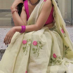 Beautiful Light Green Floral Saree