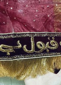Elegant Maroon Dupatta with Gold Embellishments