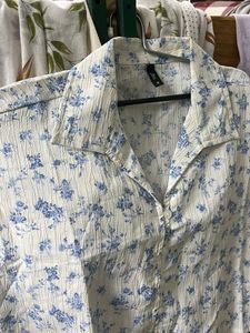 Blue Floral Textured Shirt