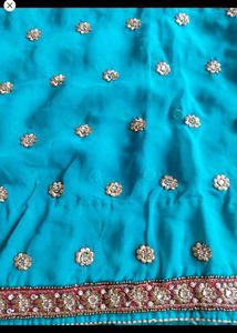 Beautiful Embellished Teal Saree