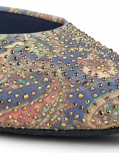 Sparkling Pointed Navy Toe Mules