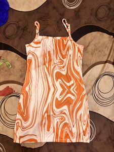 Orange & White Swirl Mini Dress