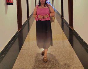 Gorgeous Ombre Pleated Long Skirt - Grey to White