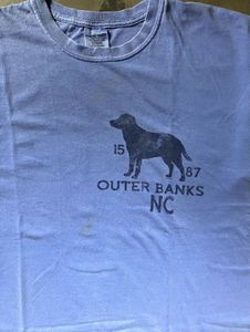Vintage faded Blue Outer Banks NC Dog T-Shirt