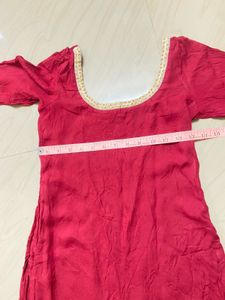 Elegant Red Kurta with Gold Trim