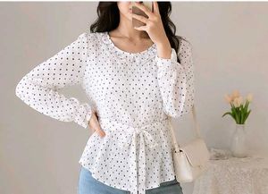 Women's White Polka Dot Blouse