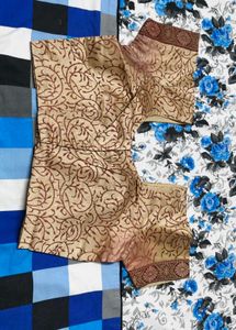 Elegant Hand Block Tussar Silk Saree with Blouse