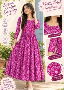 Pretty Print Long Dress for Women