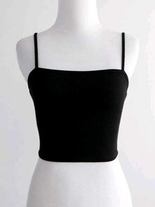Black Spaghetti Strap Crop Top