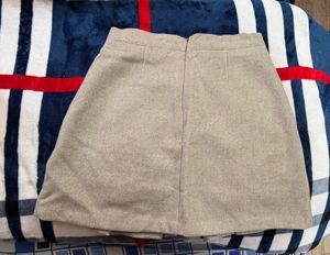 Beige Pleated Mini Skirt