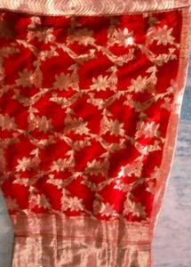 Red &amp; Gold Banarasi Suit 2time Use Good Condition