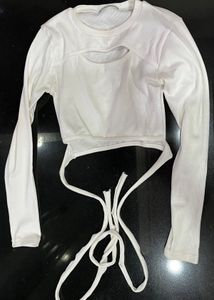 White Cut-Out Crop Top