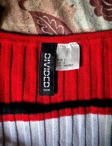 Red Striped Crop Top