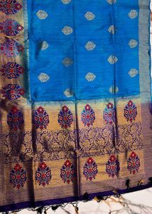 Elegant Blue Silk Saree with Gold Border