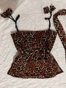 y2k Leopard Print Camisole Set