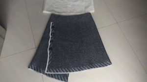 Grey Melange Jersey A-Line Mini Skirt with Buttons