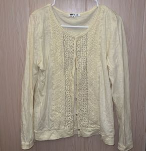 Cream Lace Detail Long Sleeve Top