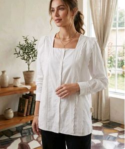 Sale 🔥Premium Imported White Lace Shirt | Cotton